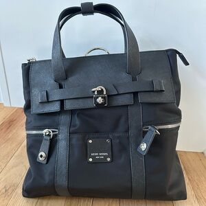 Henri Bendel black and silver jetsetter backpack